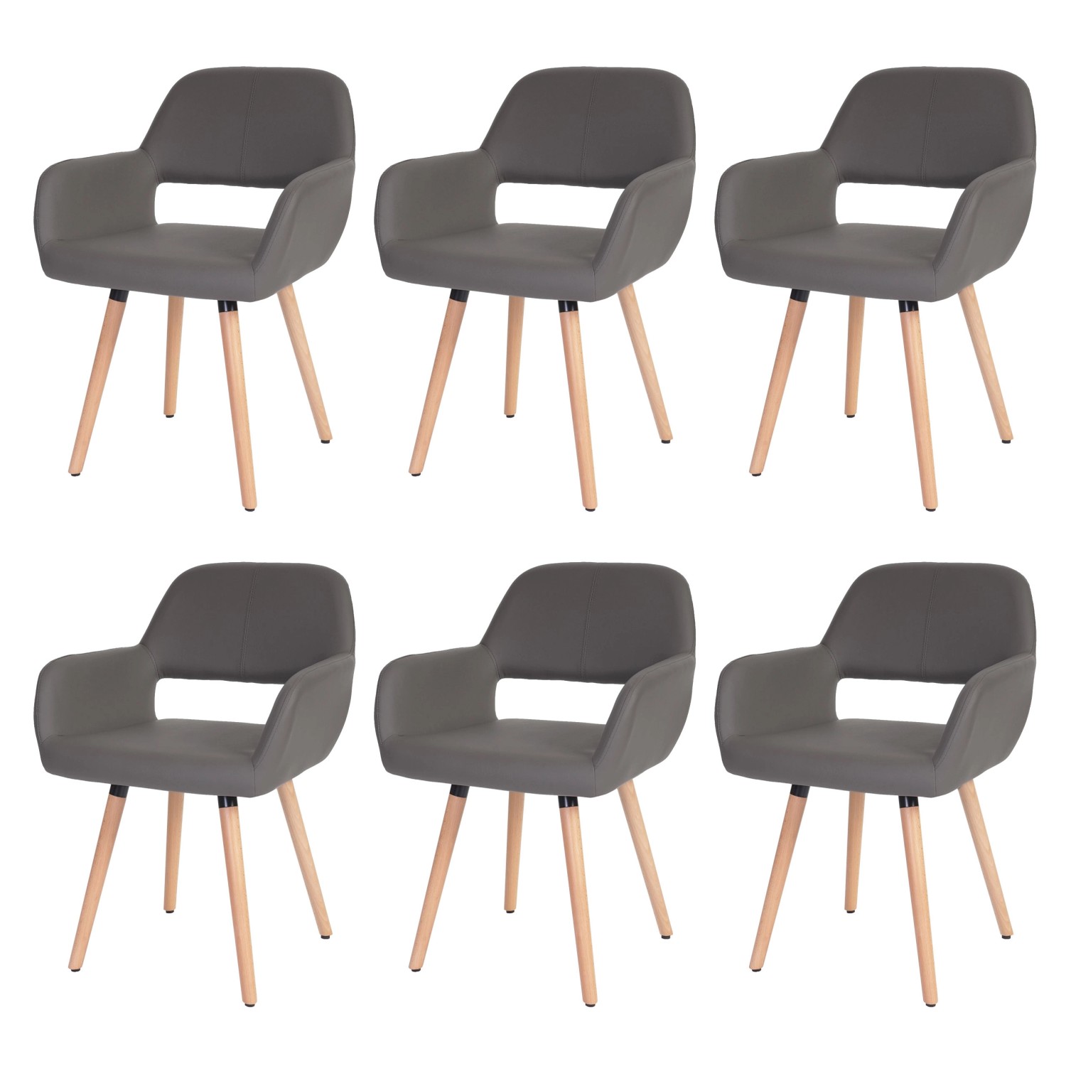 MCW Esszimmerstuhl A50 II 6er-Set Kunstleder Grau Helle Beine günstig online kaufen