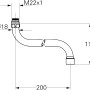 Technische Zeichnung: Grohe Rohrauslauf für Küchenarmatur, schwenkbar, Ausladung 200mm, aus Messing.