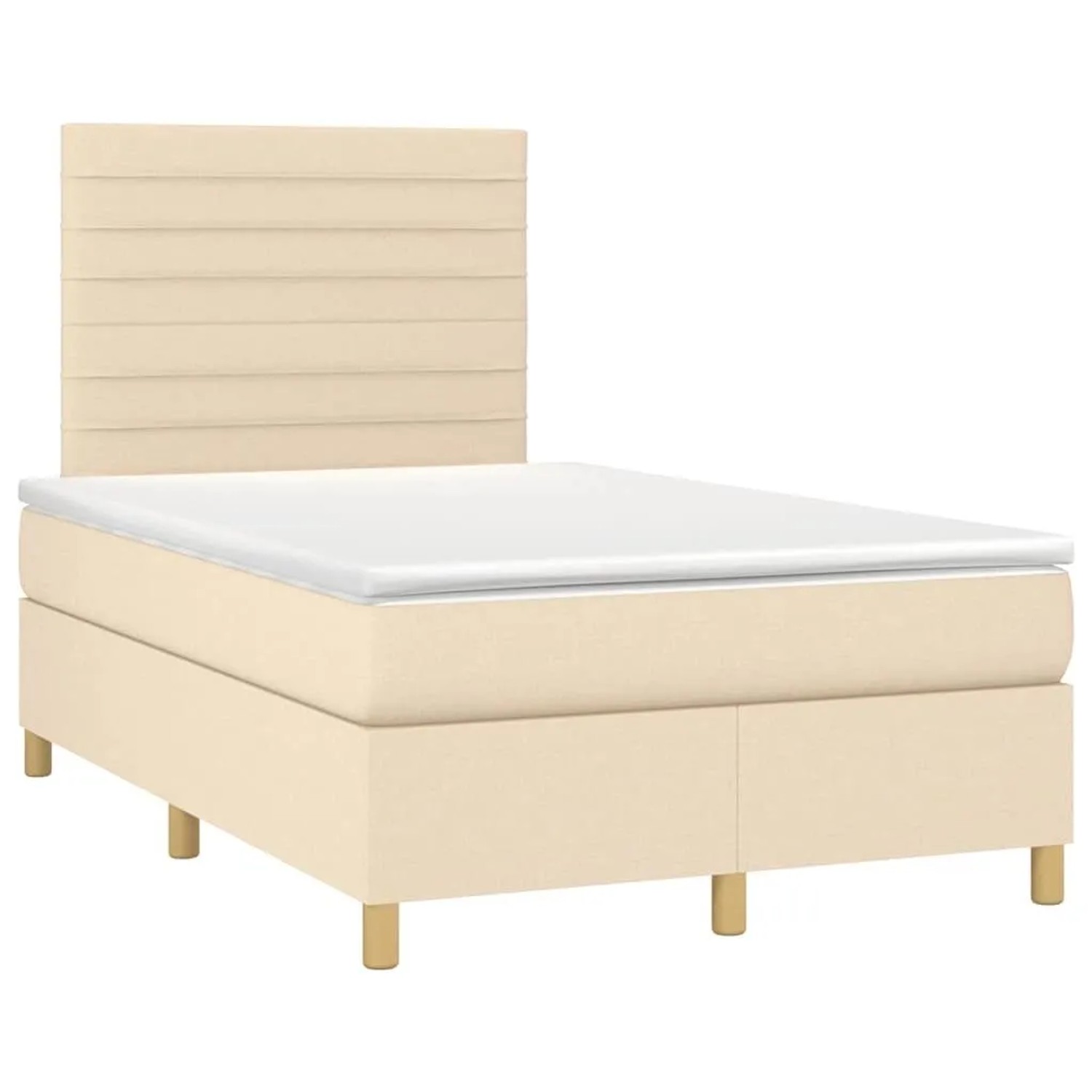 vidaXL Boxspringbett mit Matratze Creme 120x190 cm Stoff 3269942