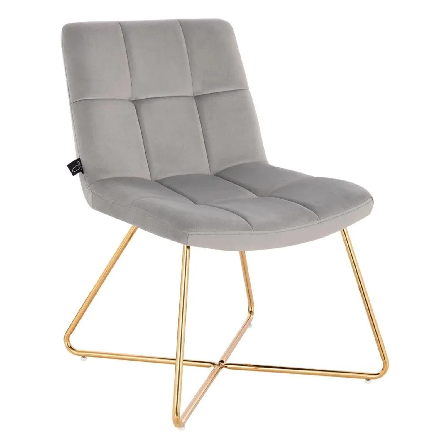 Svita Lynn Loungesessel Cocktailsessel Clubsessel Polsterstuhl ohne Armlehnen Goldene Beine Samt-Polster Grau