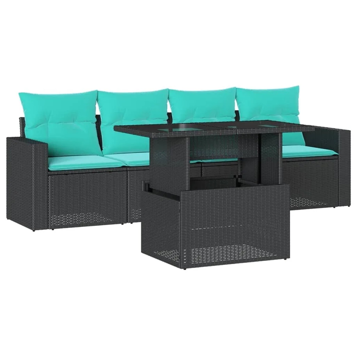 vidaXL 5-Tlg Gartensofa-Set mit Kissen Schwarz Polyrattan 3267097 günstig online kaufen