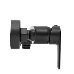 Mattschwarze Swiss Aqua Technologies Duscharmatur Einhebelmischer. Modernes Design, präzise Temperaturregelung.