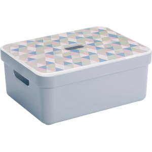 Sunware Aufbewahrungsbox Sigma Home, 24 l, blaugrau mit Musterdeckel.