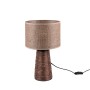 Braune Design-Tischleuchte Straw mit Strohgeflecht-Schirm, 24x24 cm. Dekorative Lampe für Wohnbereich.