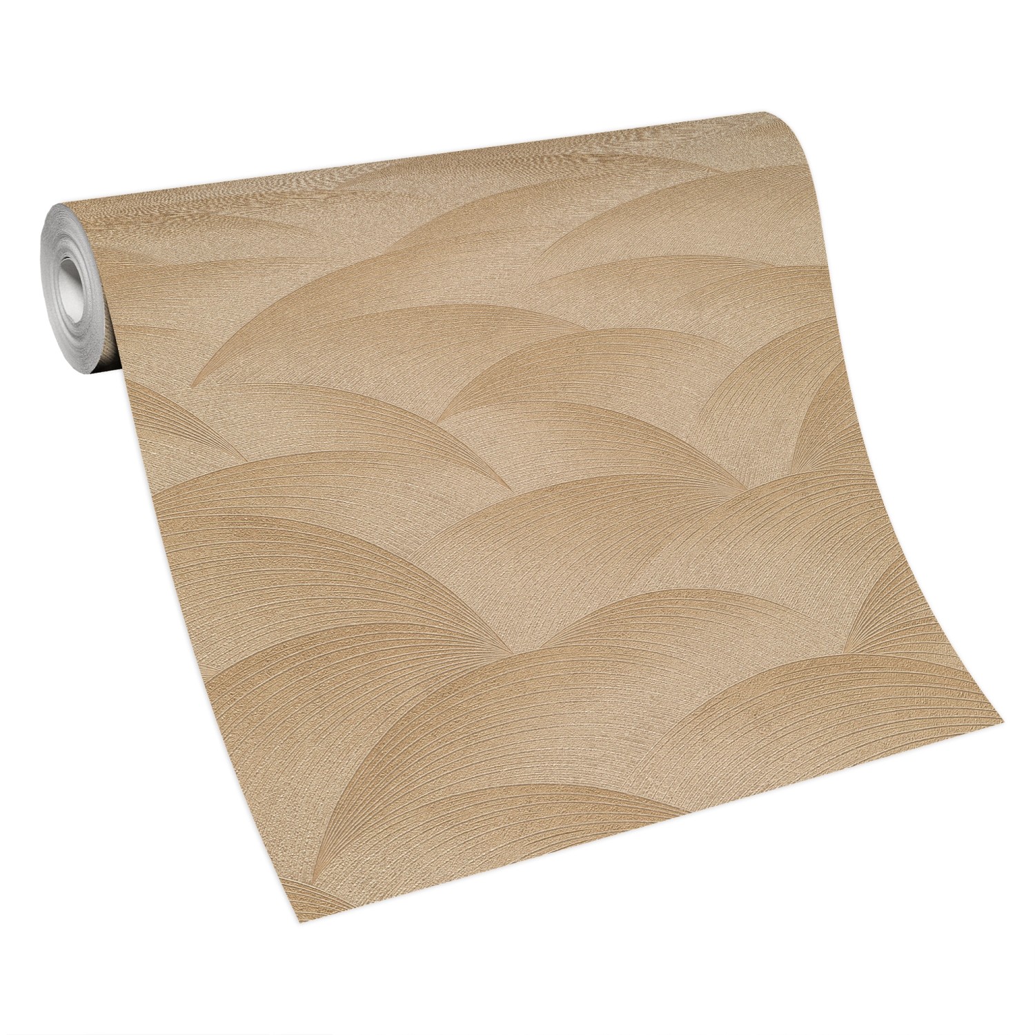 Rolle Guido Maria Kretschmer Vliestapete Sparkling Sea in Gold mit Wellenmuster.