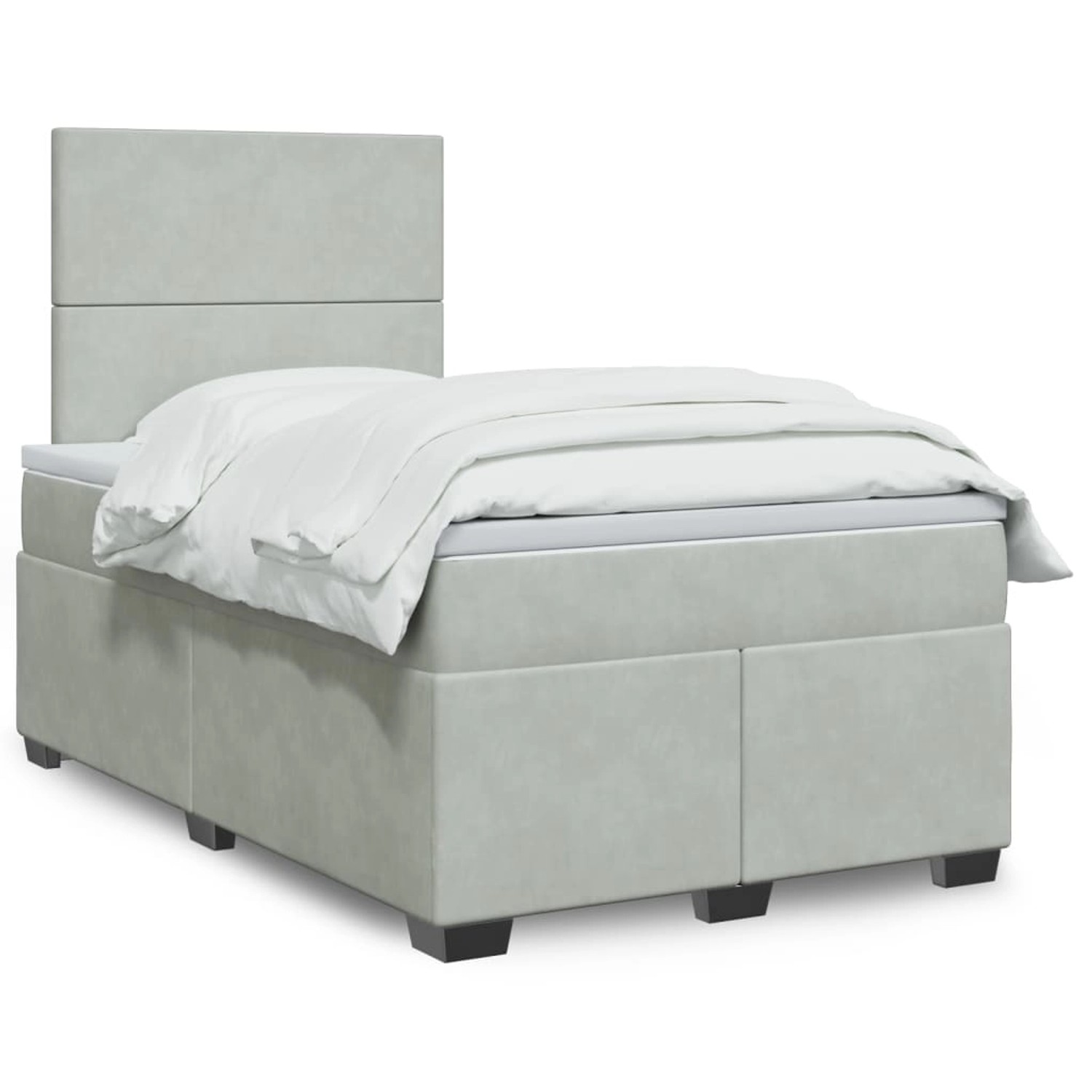 vidaXL Boxspringbett mit Matratze Hellgrau 120x200 cm Samt 3293176 günstig online kaufen