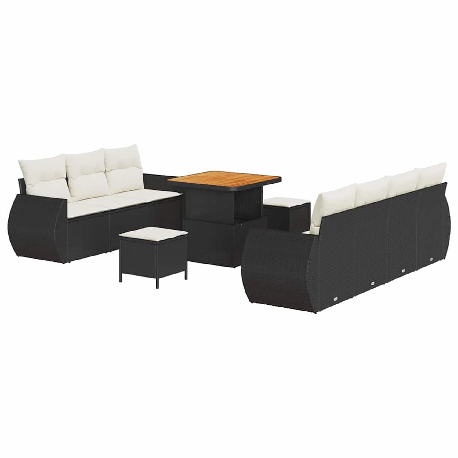 vidaXL Garten-Sofa-Set 10-Tlg Schwarz Poly Rattan 3361835 günstig online kaufen