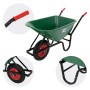 Grüne ECD Germany Gartenschubkarre mit 100 l PP-Mulde und Luftrad.