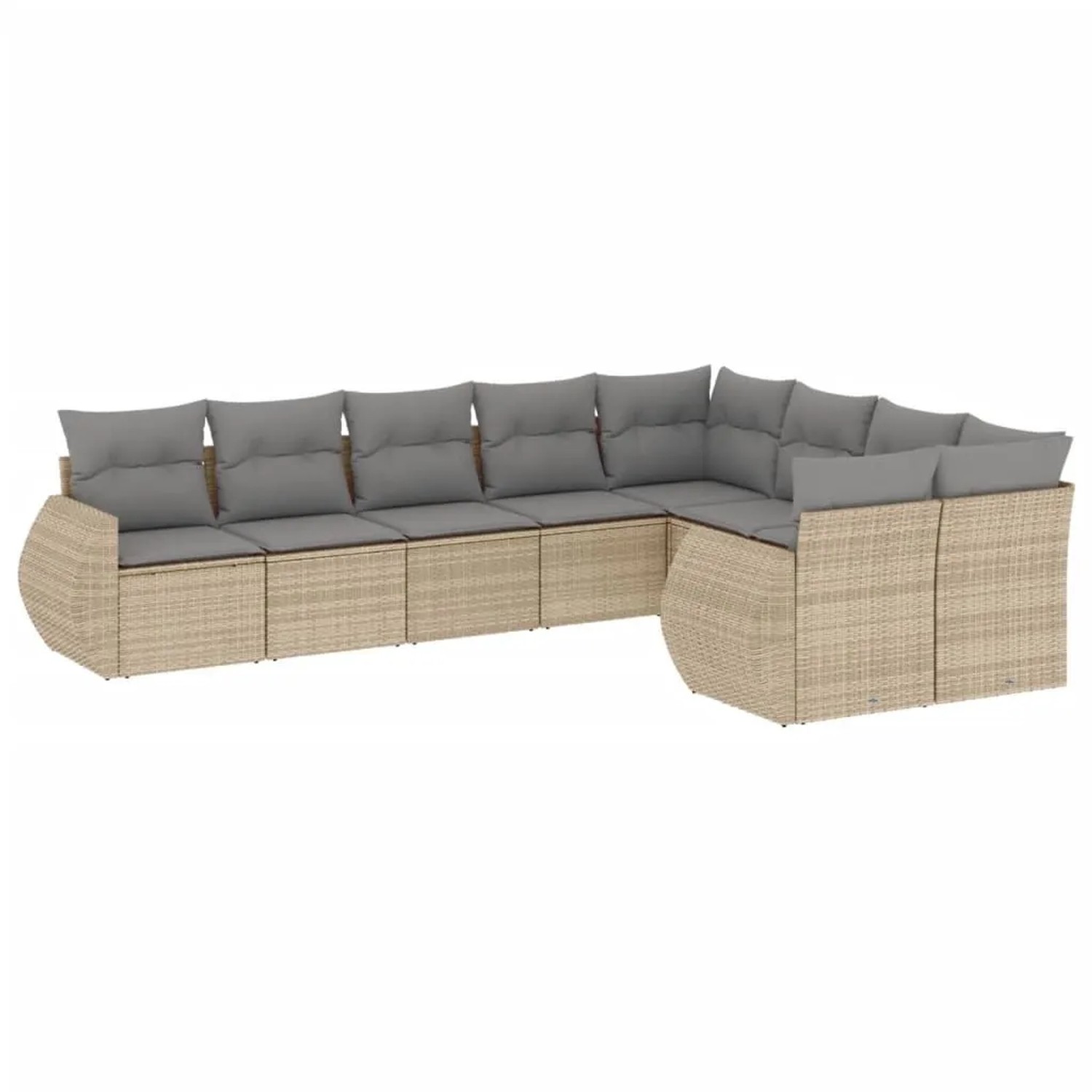 vidaXL 9-Tlg Garten-Sofagarnitur mit Kissen Beige Poly Rattan 3221838 günstig online kaufen