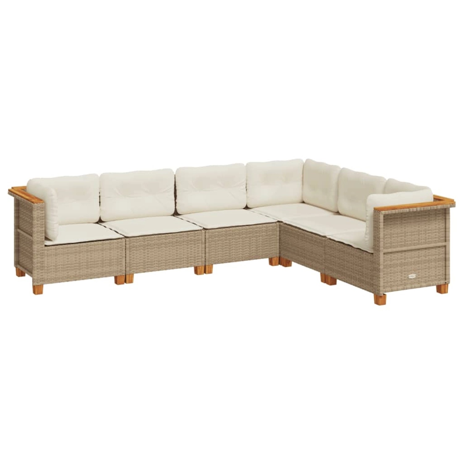 vidaXL 6-Tlg Garten-Sofagarnitur mit Kissen Beige Poly Rattan 3261859 günstig online kaufen