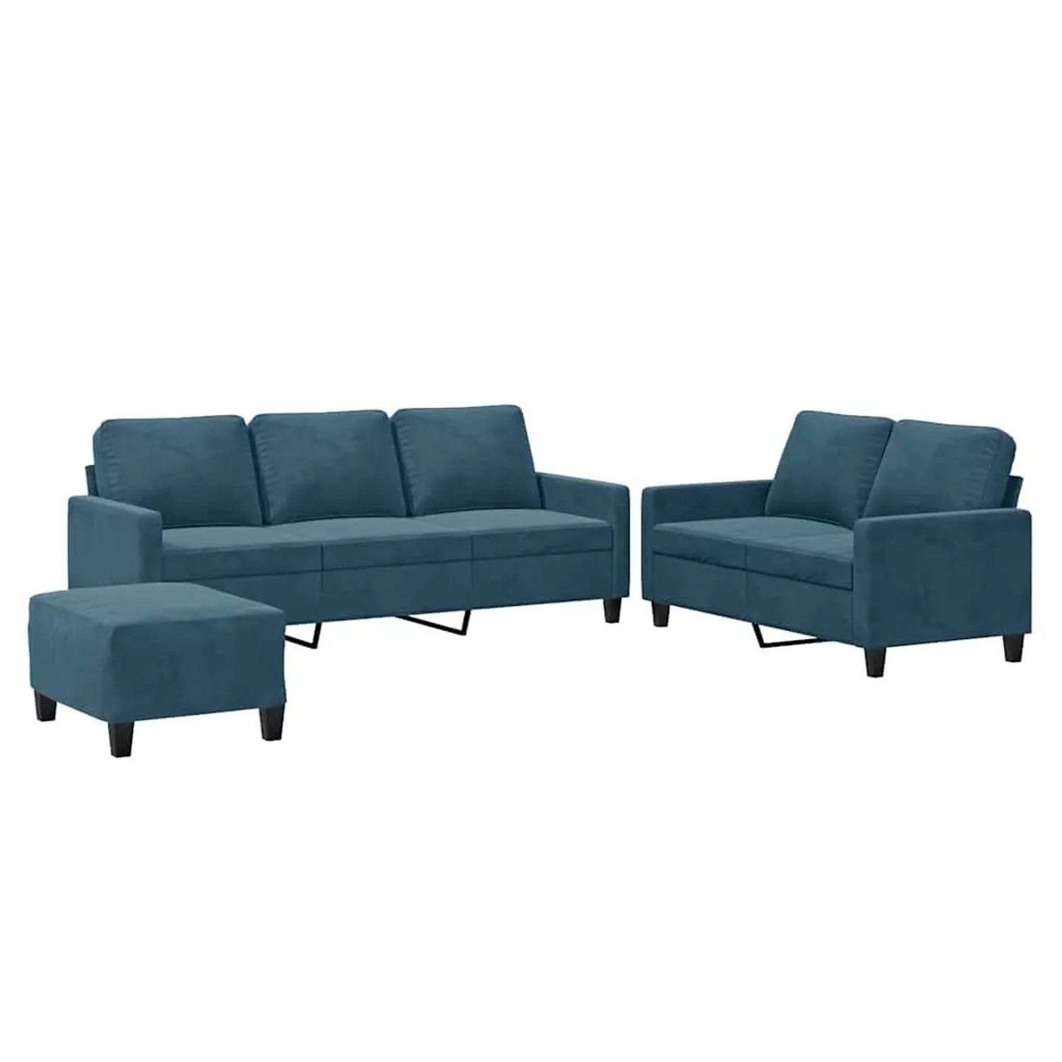 vidaXL 3 Tlg Sofagarnitur mit Kissen Blau Samt 3201535