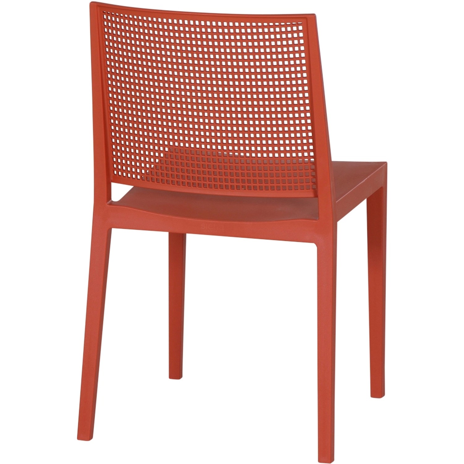 Siena Garden Stapelstuhl Square in Brickrot, Rückenlehne mit Gittermuster.