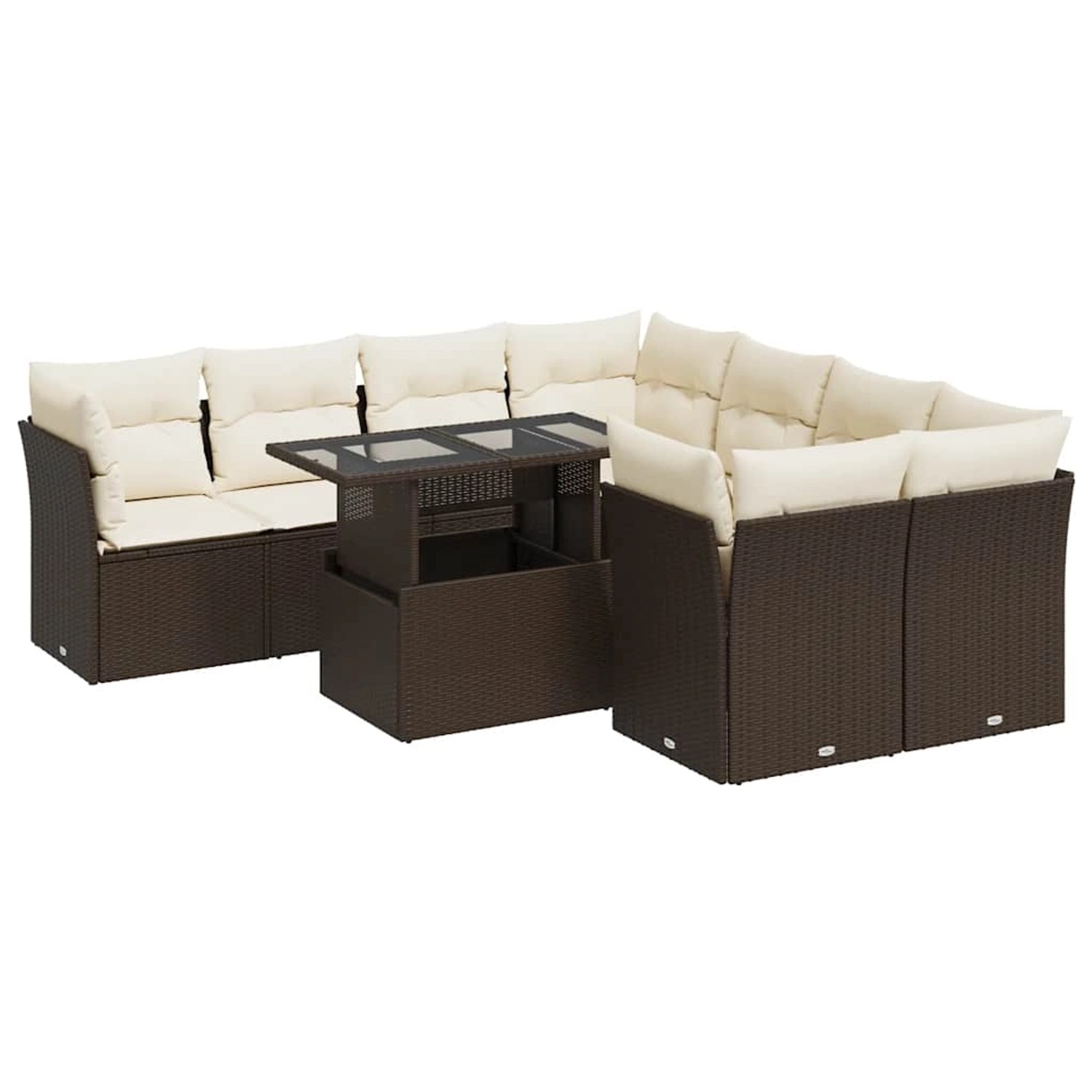 vidaXL 9-Tlg Garten-Sofagarnitur mit Kissen Braun Poly Rattan 3326134 günstig online kaufen