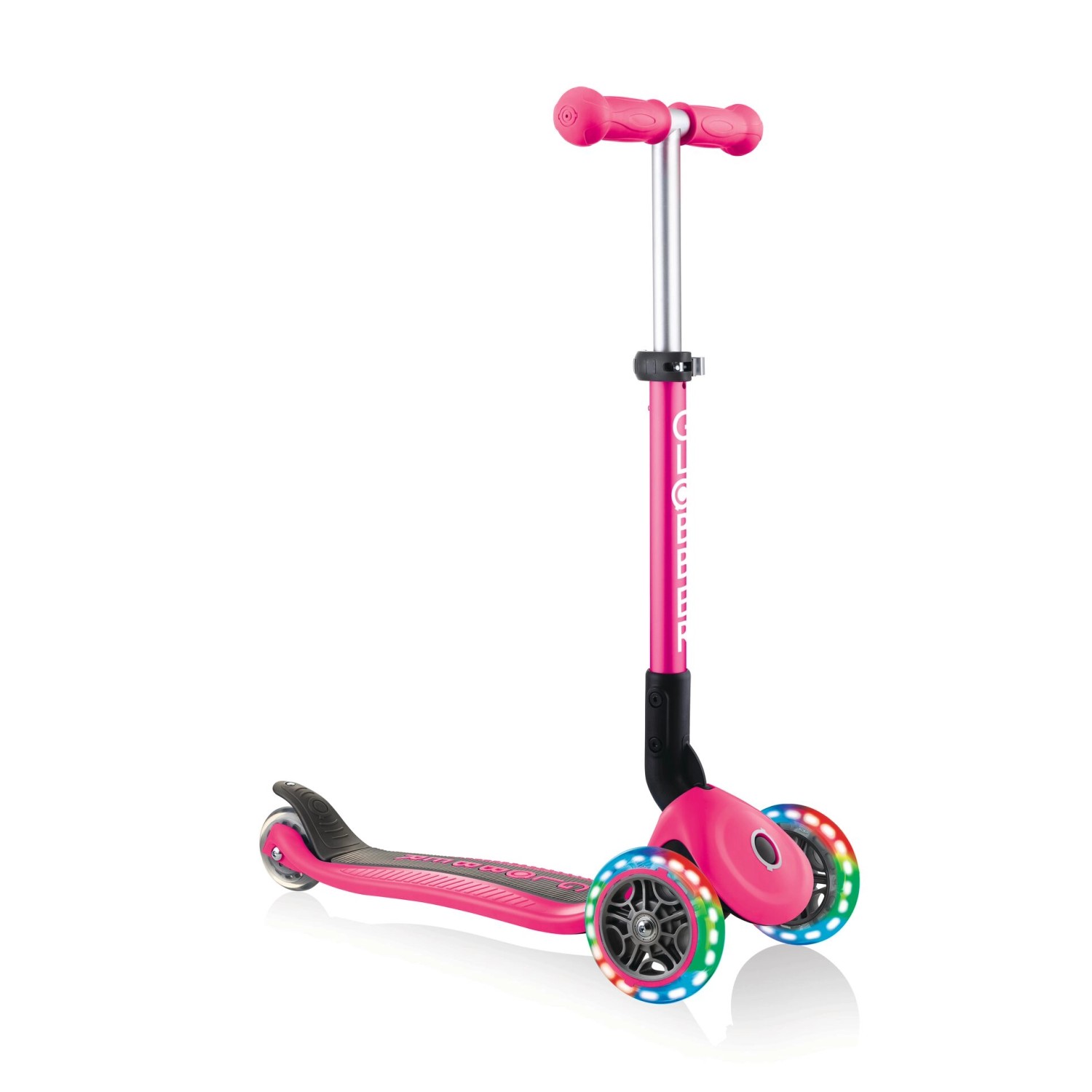 Thumbnail - Globber Junior Foldable Lights Tretroller 120/80 mm ABEC 5 3-Rädrig LED-Leuchtrollen Fuchsia Pink