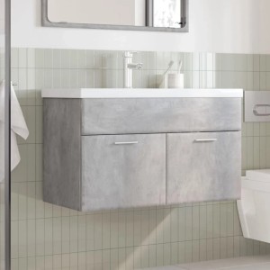 vidaXL Waschbeckenunterschrank mit Einbaubecken Betongrau 3324859
