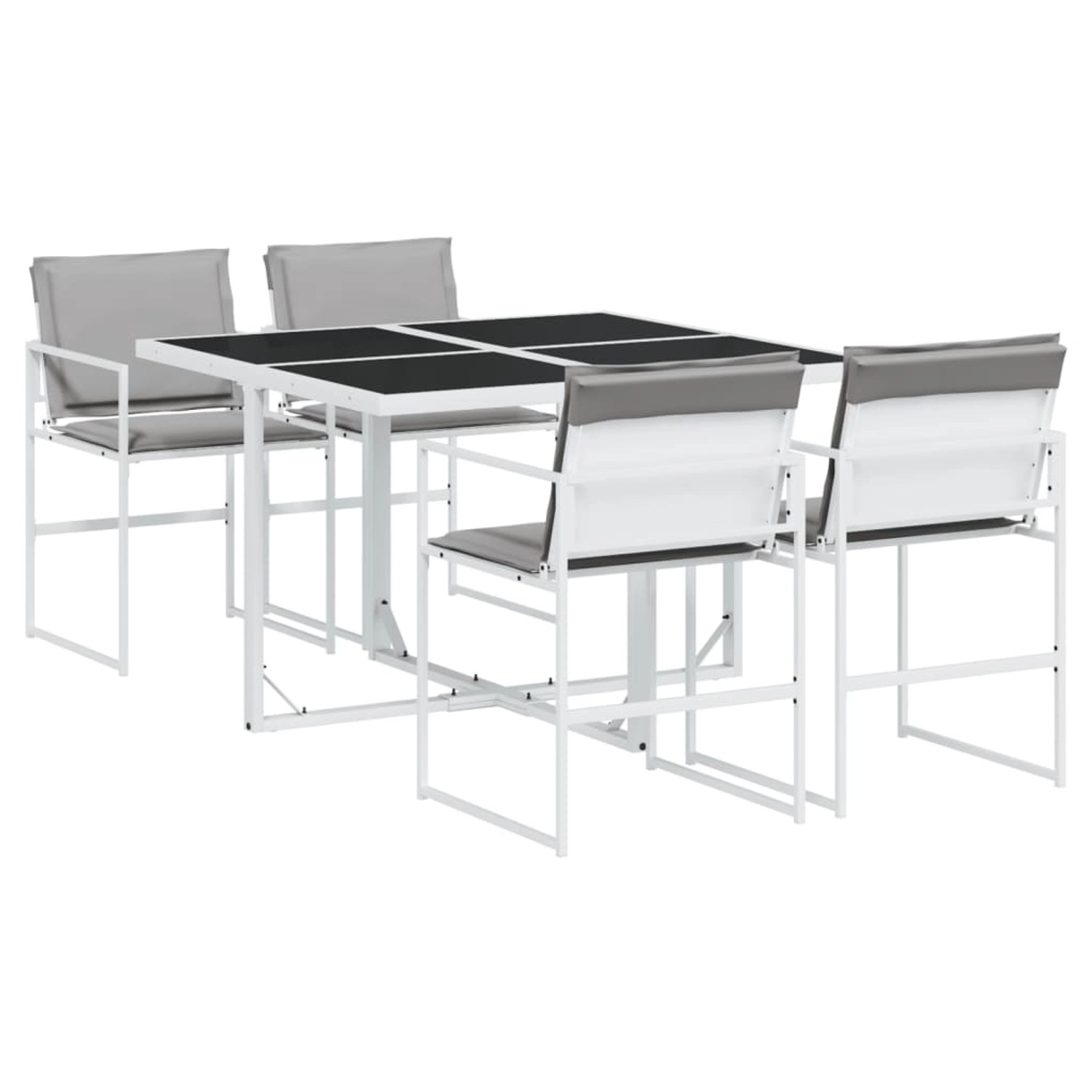 vidaXL 5-Tlg Garten-Essgruppe mit Kissen Weiß Textilene 3295088 günstig online kaufen