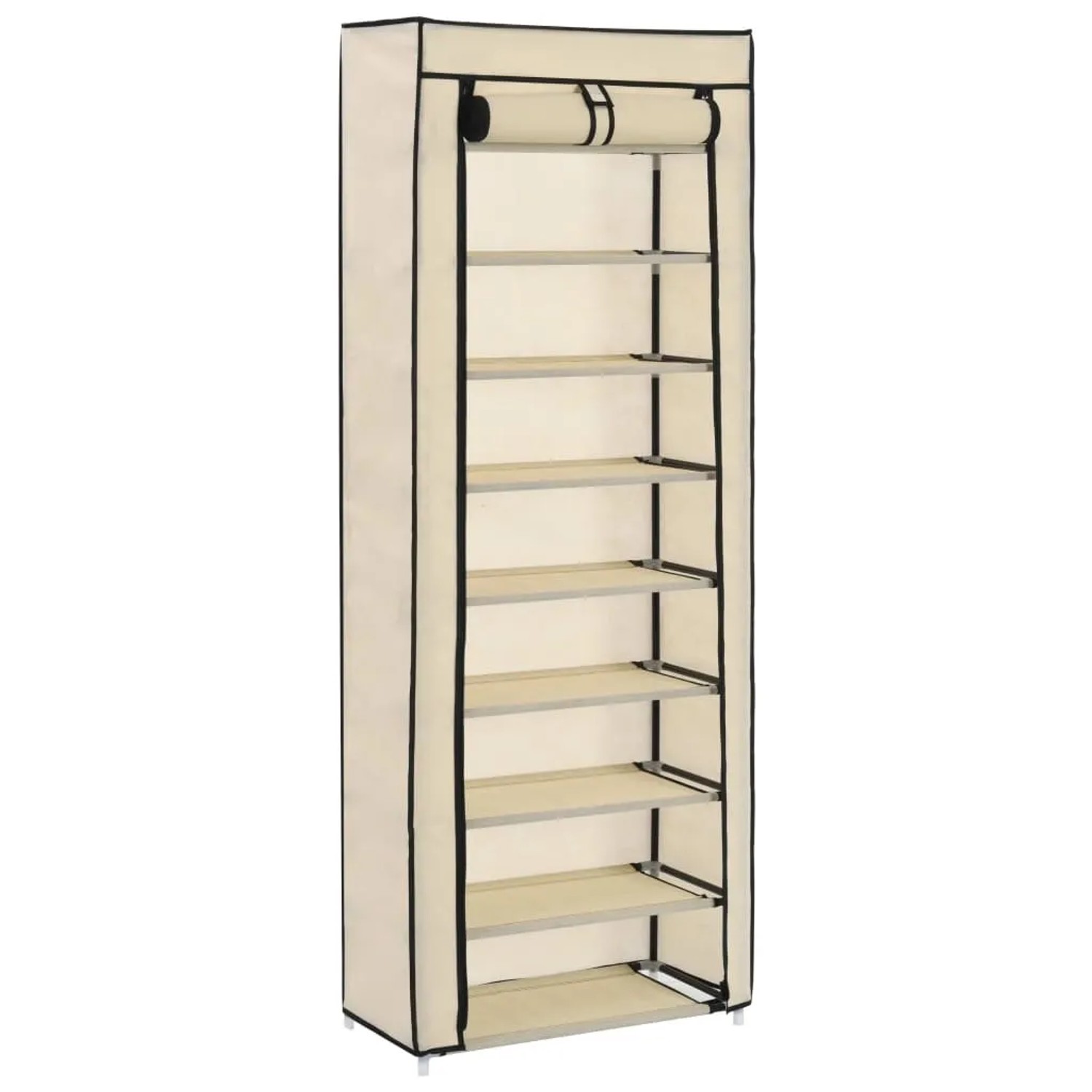 vidaXL Schuhschrank mit Abdeckung Cremeweiß 57 x 29 x 162 cm Stoff 282431