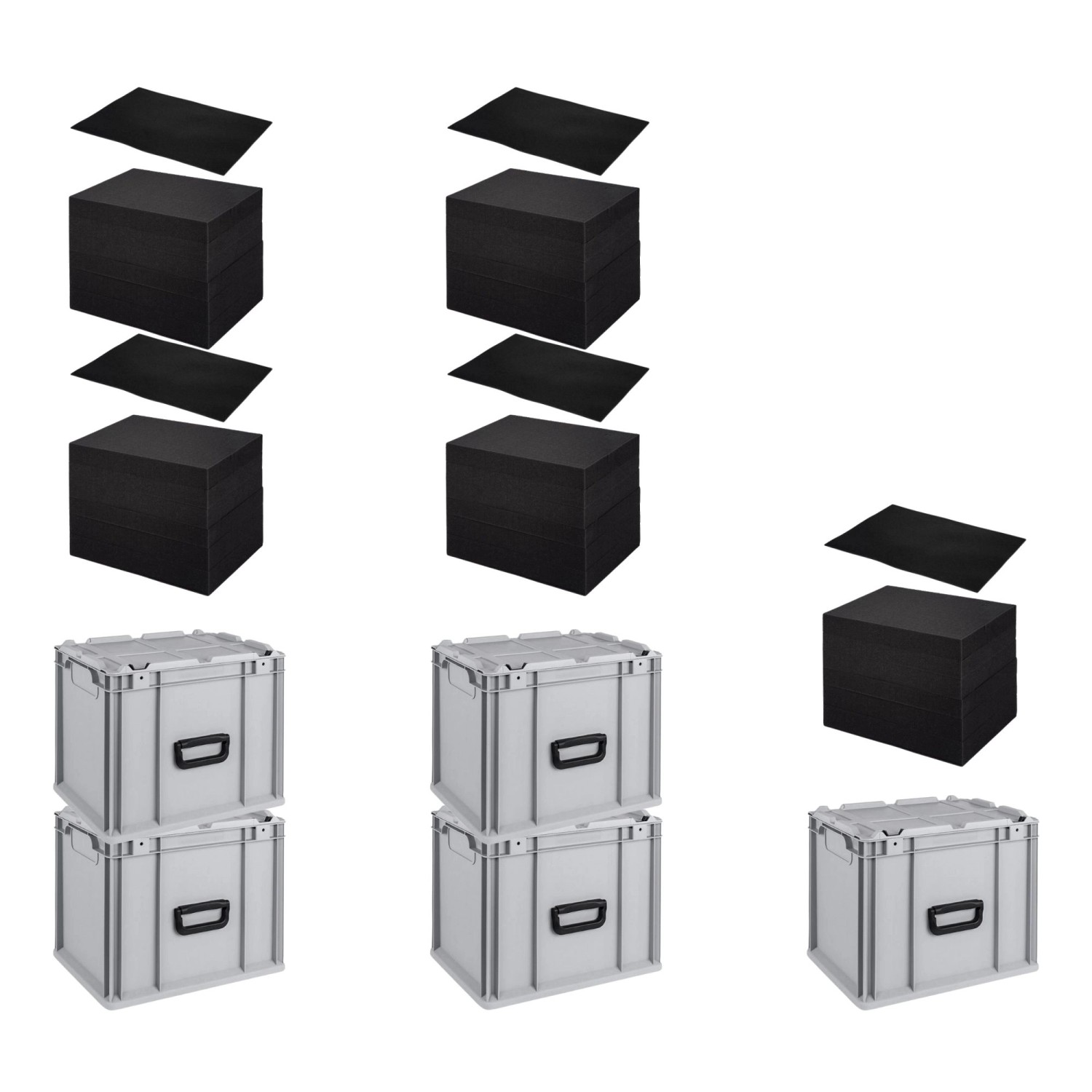 SparSet 5 x Eurobox NextGen Portable Mit Rasterschaumstoff und Schaumstoffeinlage HxBxT 33,5 x 30 x 40 cm 30 Liter Eurob...