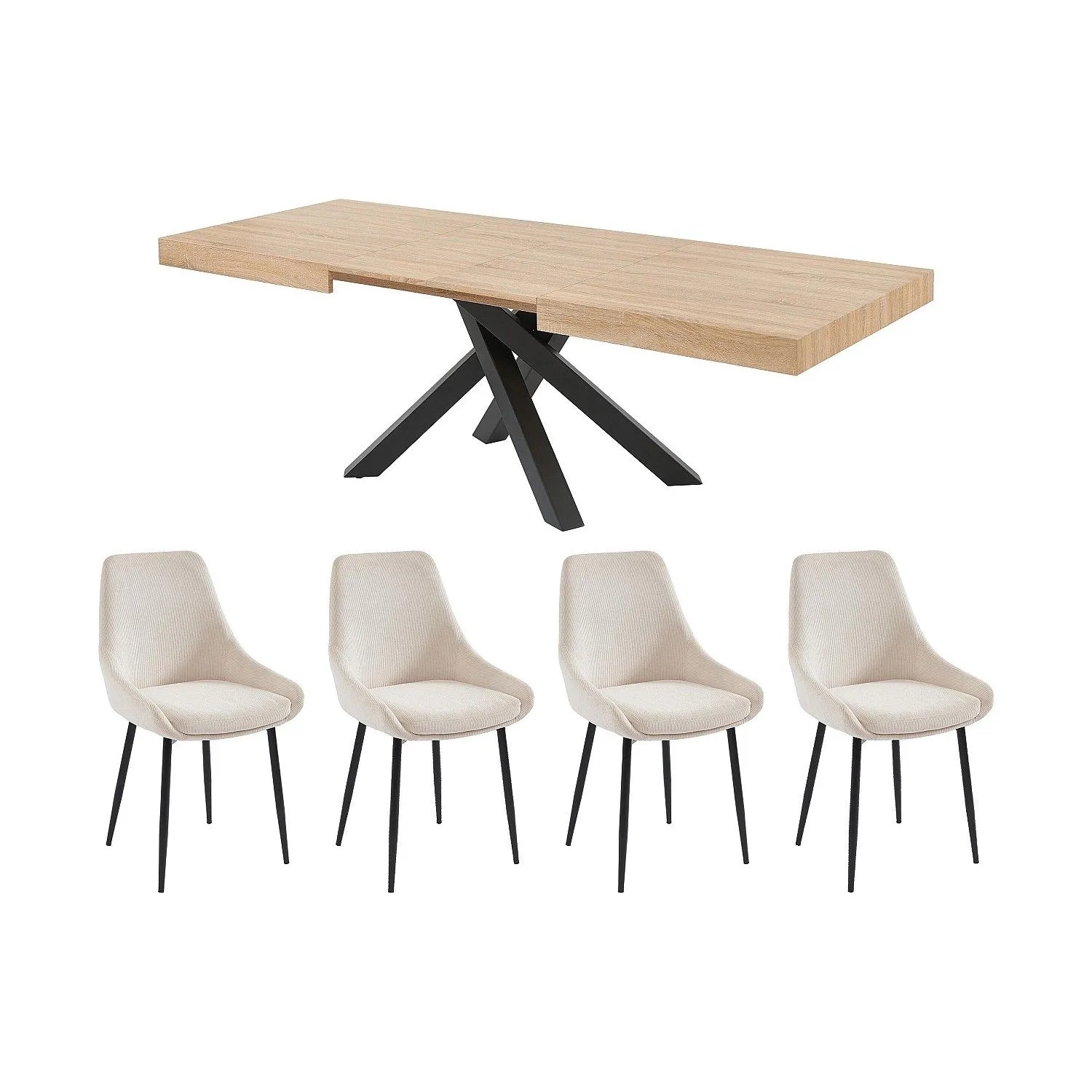 Vente-unique Essgruppe Catonav Naturfarben Hell 160 cm  240 cm