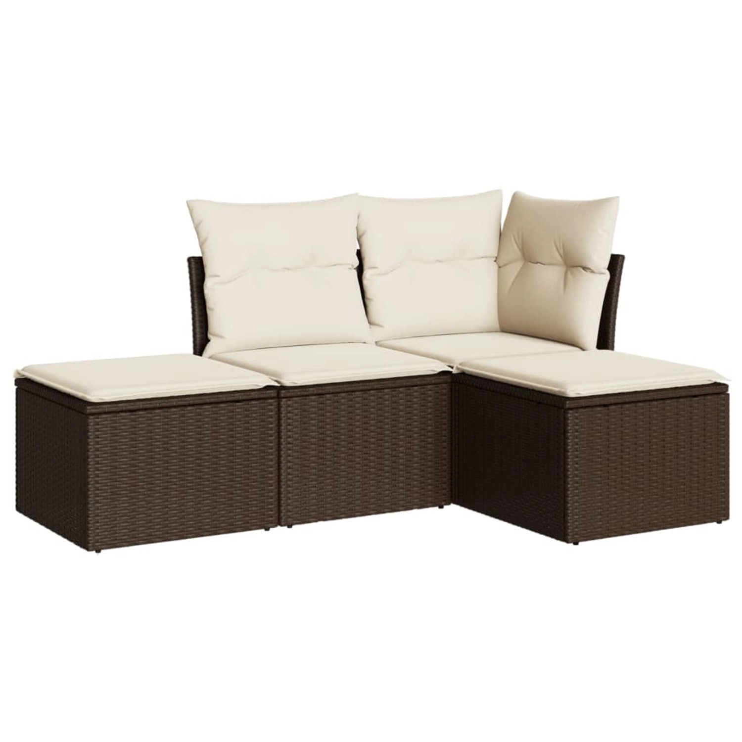 vidaXL 4-Tlg Garten-Sofagarnitur mit Kissen Braun Poly Rattan 3249322 günstig online kaufen