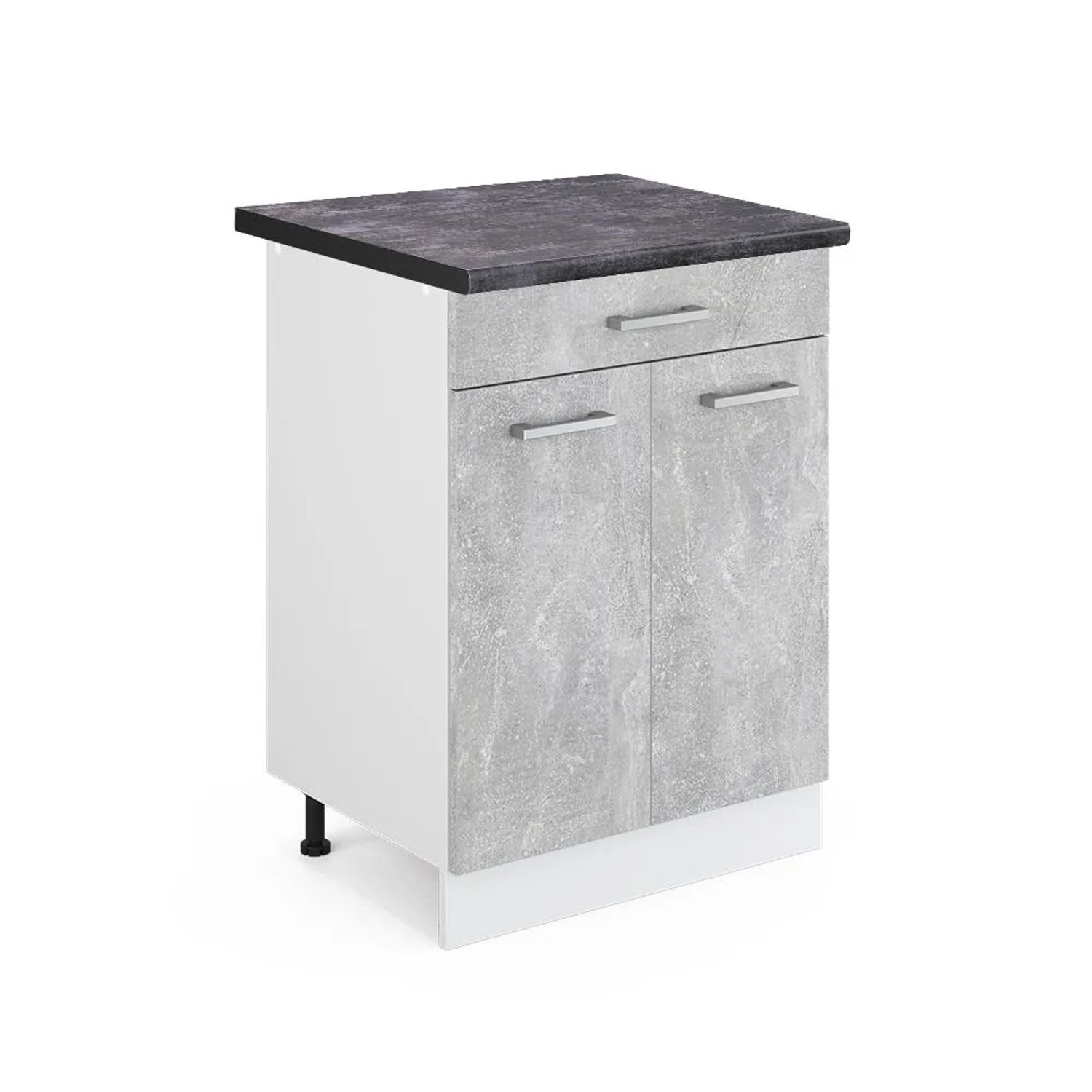 Vicco Küchenunterschrank R-Line Beton Weiß 60 cm mit Schublade AP Anthrazit