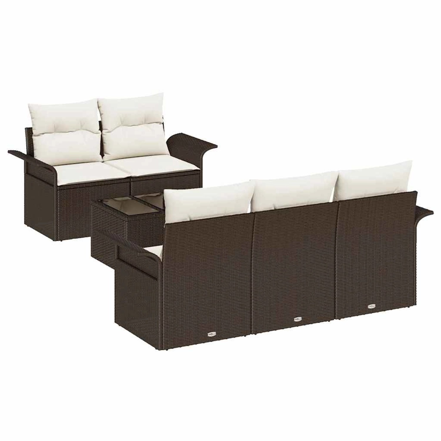 vidaXL 6-Teilige Garten Sofagarnitur mit Kissen Braunes Poly Rattan 3345238 günstig online kaufen