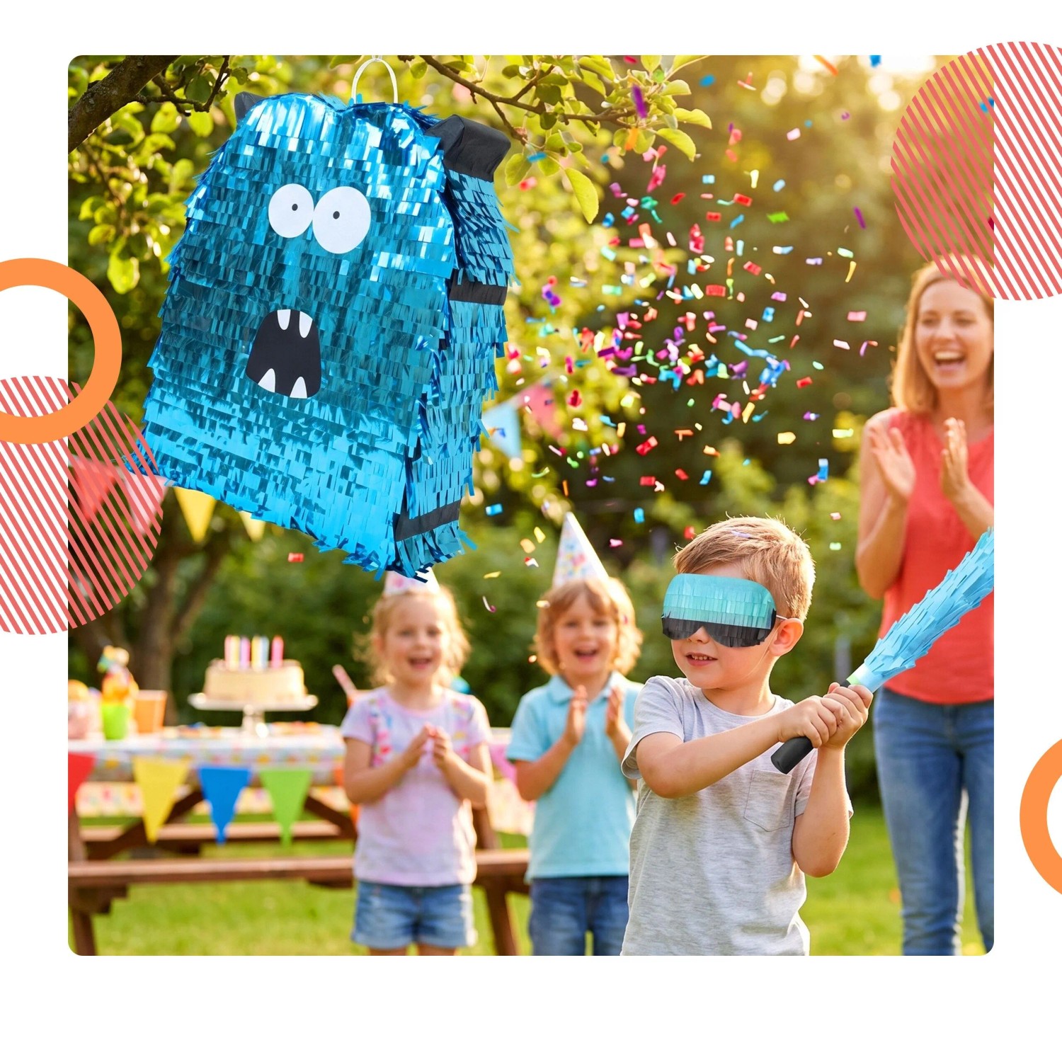Relaxdays Pinata Pappe Blau Glänzend Befüllbar Mit Zubehör-Set_3