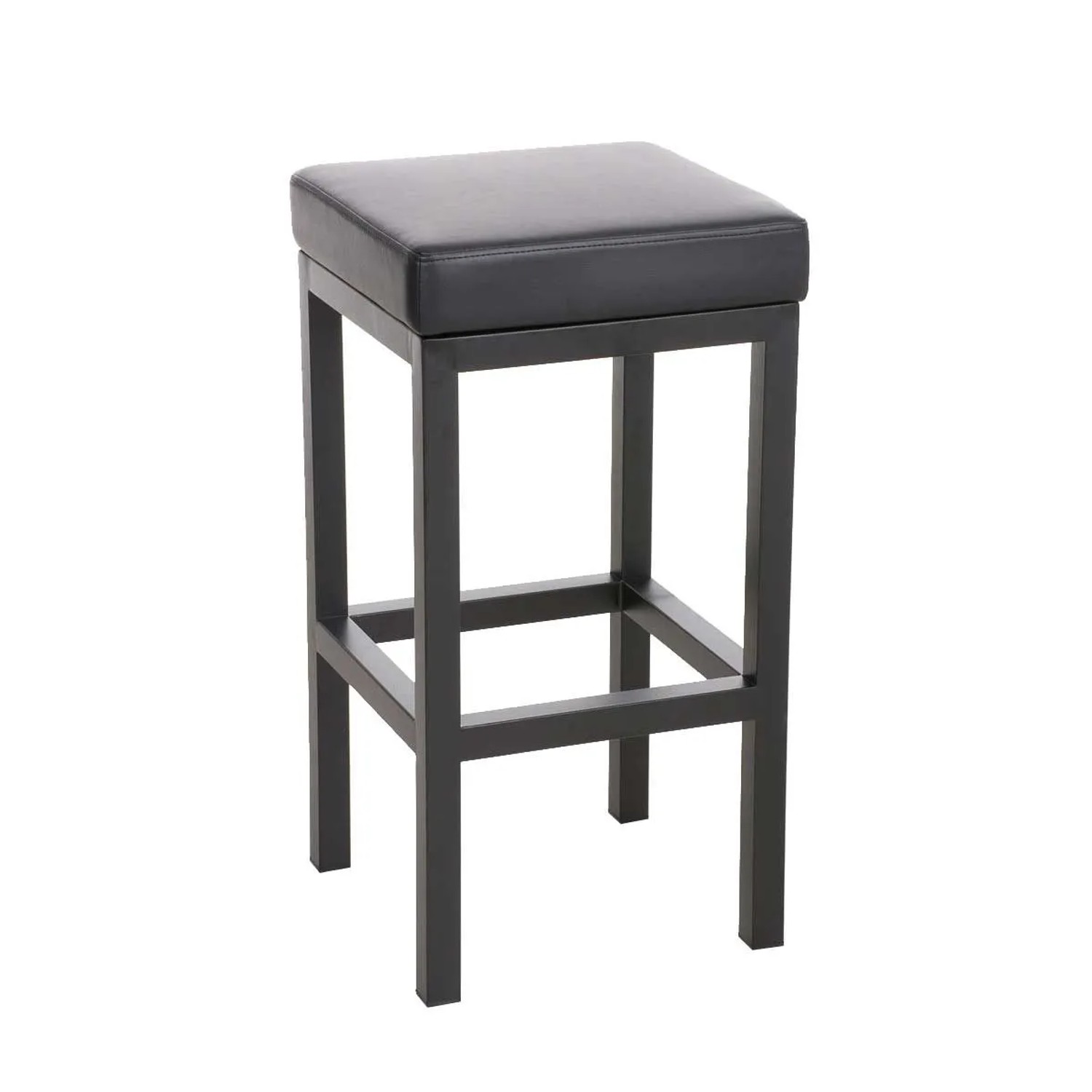DELUKE Barhocker KIEL Schwarz Kunstleder Stahl 80cm Höhe Barstuhl Ohne Lehne Tresenhocker Tresenstuhl