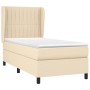 Cremefarbenes Boxspringbett 80x200 cm mit Matratze und Kopfteil