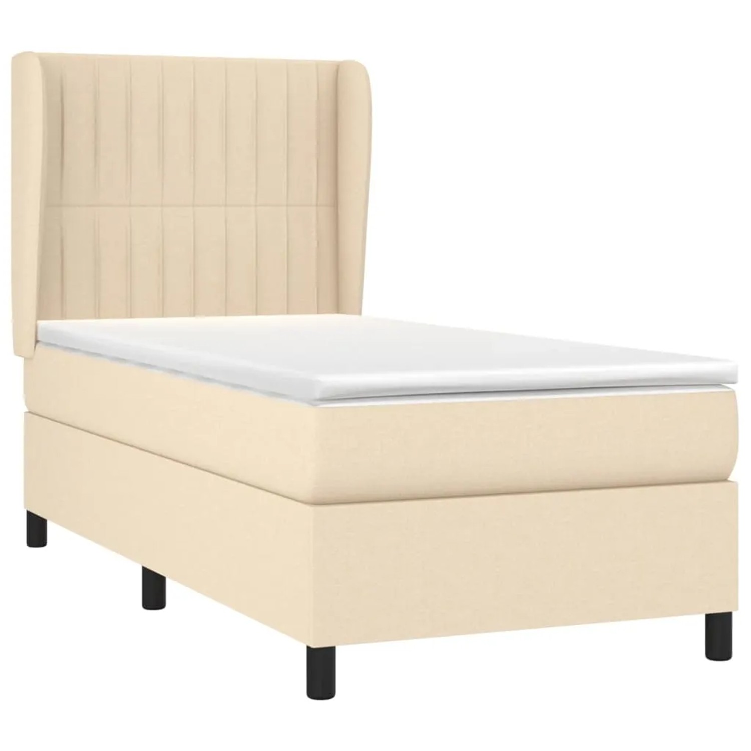 Cremefarbenes Boxspringbett 80x200 cm mit Matratze und Kopfteil