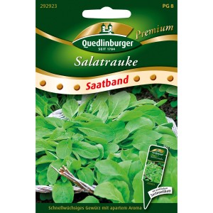 Quedlinburger Salatrauke Saatband: Samenpackung mit Rucola-Saatband für den einfachen Anbau im Garten.
