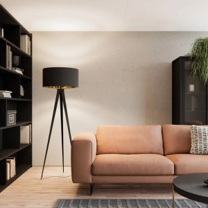 LindbyDreibein Tripod Stehlampe Benik 9621285 Modern in Schwarz aus Textil 1-flammig E27 Wohnzimmerleuchte