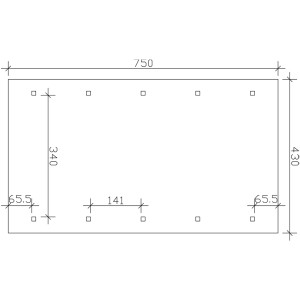 Technische Zeichnung Satteldach-Carport Wallgau 430x750 cm mit Maßangaben.