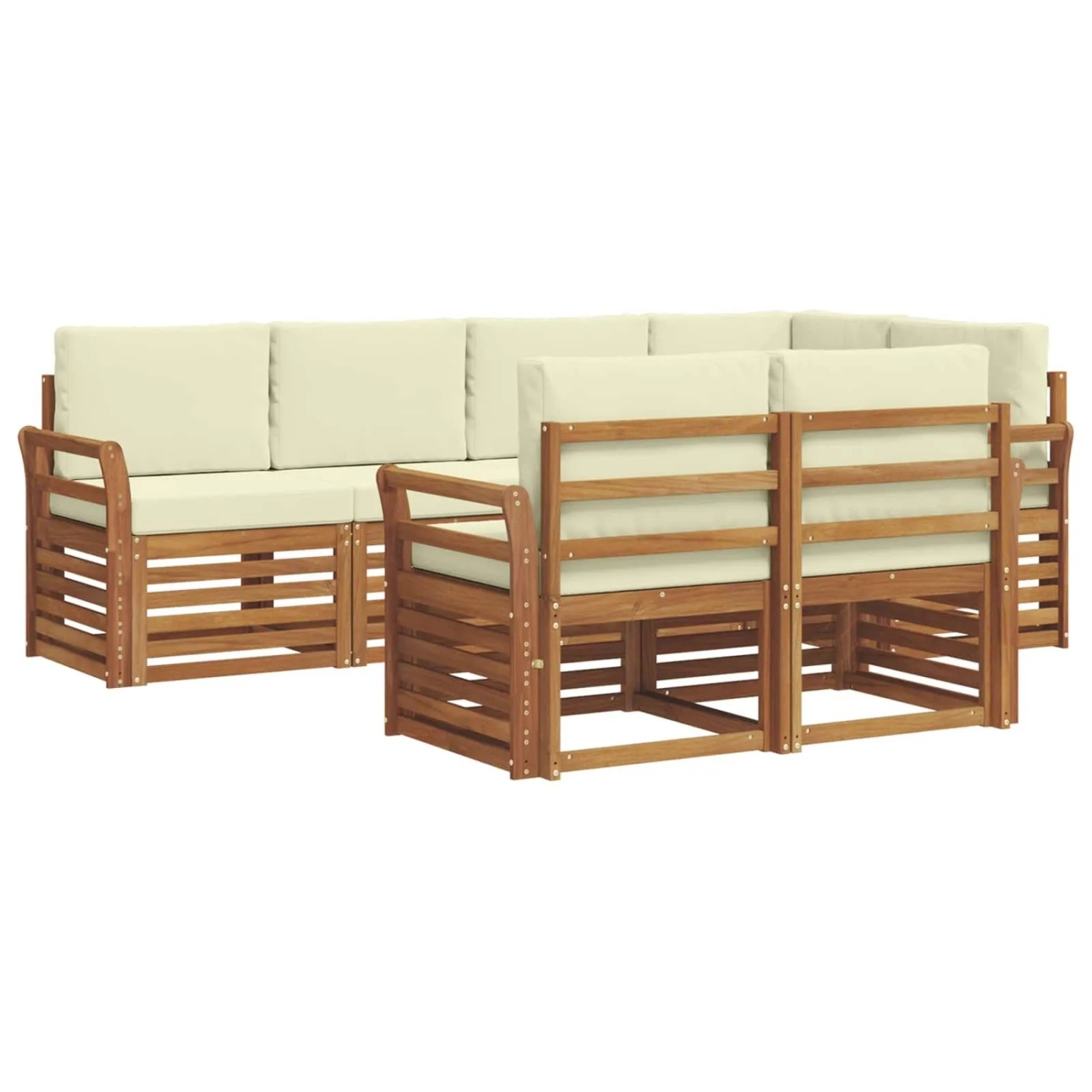 vidaXL Sofagarnituren 7 Tlg Natur und Creme Massivholz Akazie 3374970