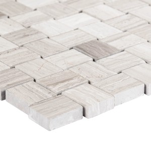 Mosaik Marmor Basketweave Grau, polierte Mosaikfliesen für den Innenbereich, 29x29 cm.
