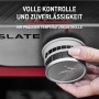 Detailaufnahme: Weber Slate GPD Premium Plancha Gasgrill mit Temperaturregler für präzise Kontrolle.