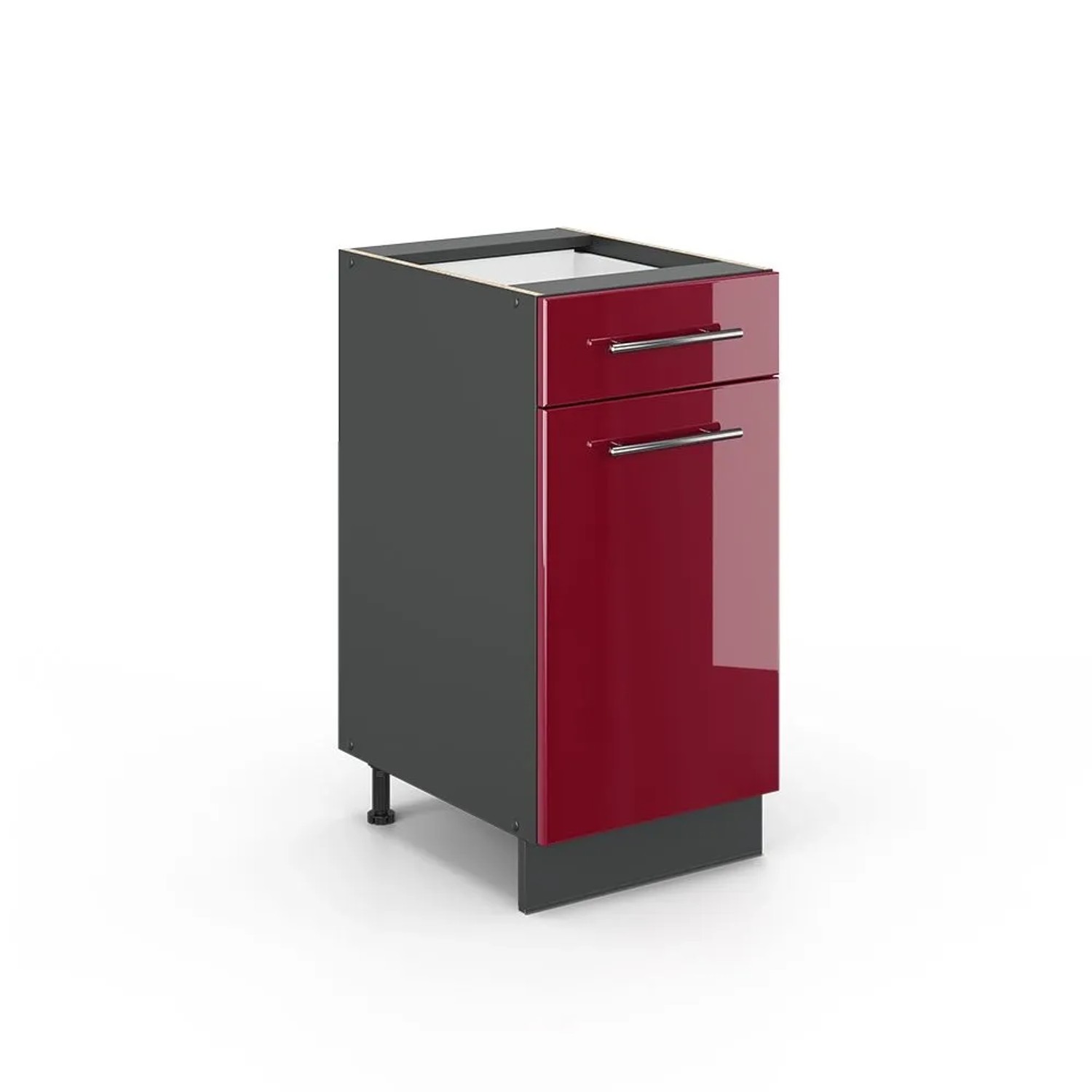 Vicco Küchenunterschrank Fame-Line Bordeaux Hochglanz Anthrazit 40 cm ohne Arbeitsplatte