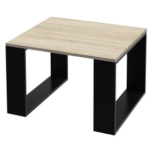 Quadratischer Couchtisch in Eicheoptik und Schwarz, 65x65x40 cm von ML-Design.