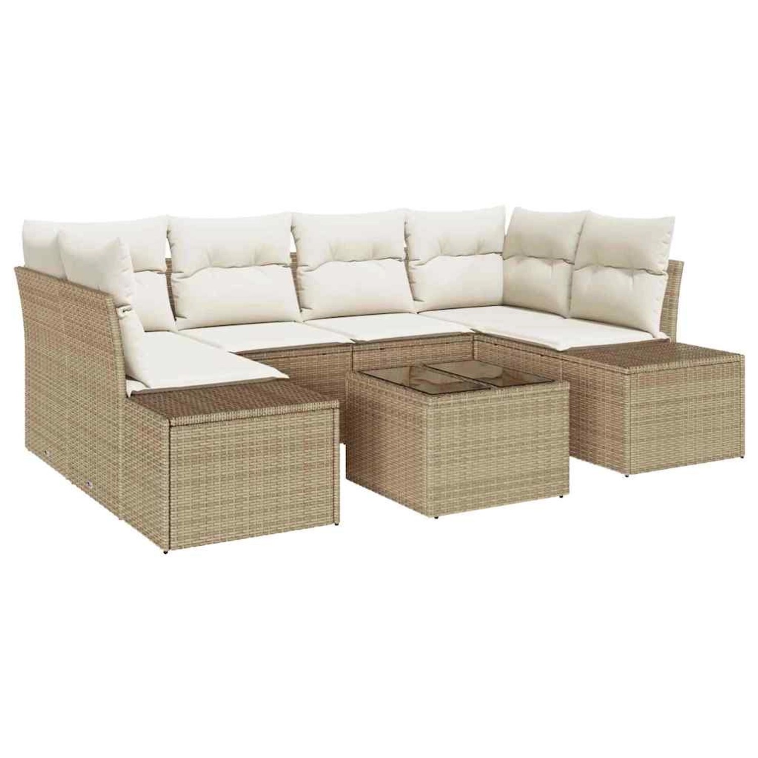 vidaXL Garten-Sofa-Set 7-Tlg Beige Poly Rattan 3346961 günstig online kaufen