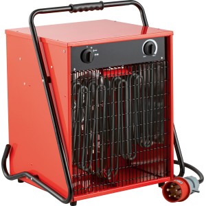 Roter Industrieheizlüfter Hot Air Estrup 15000 W mit Tragegriff und CEE-Stecker.