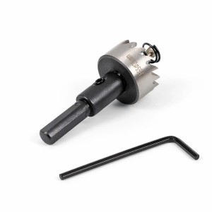 Wiltec Bohrkrone HSS 26mm mit Sechskantschlüssel für präzise Bohrungen in Metall, Holz, Kunststoff.