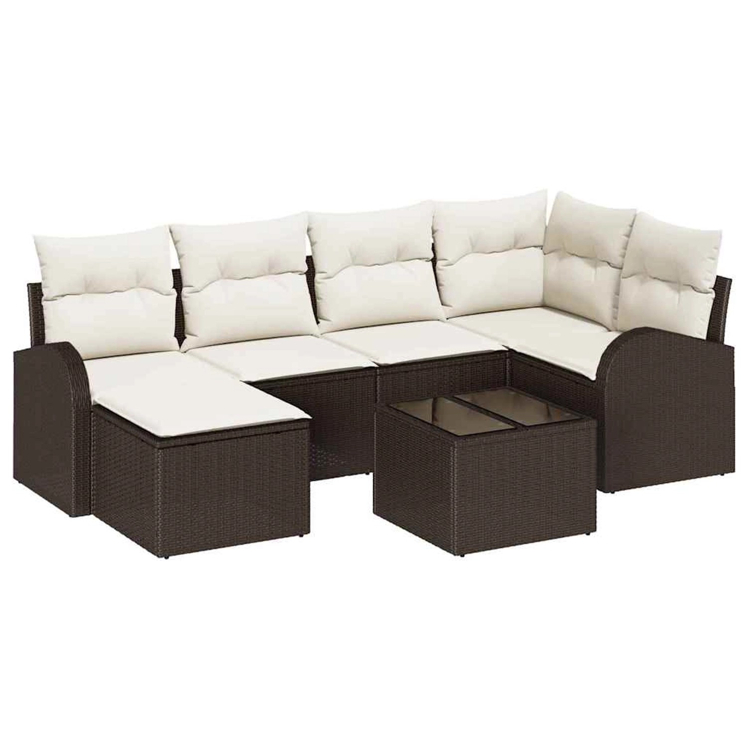 vidaXL Garten-Sofa-Set mit Kissen 7-Tlg Braun Poly Rattan 3346118 günstig online kaufen