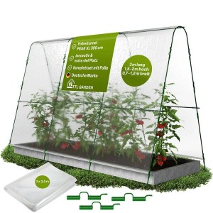 TTL GARDEN Folientunnel PEAK XL 300x120x180cm mit transparenter PE Folie, grünem Gestell. Ideal für Gemüse & Anzucht.