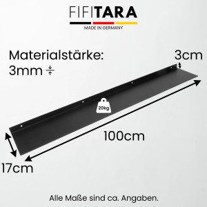 FIFITARA Wandregal 100 Cm Aus Stahl Schwarz Pulverbeschichtet  Wandboard Bücherregal Metallregal