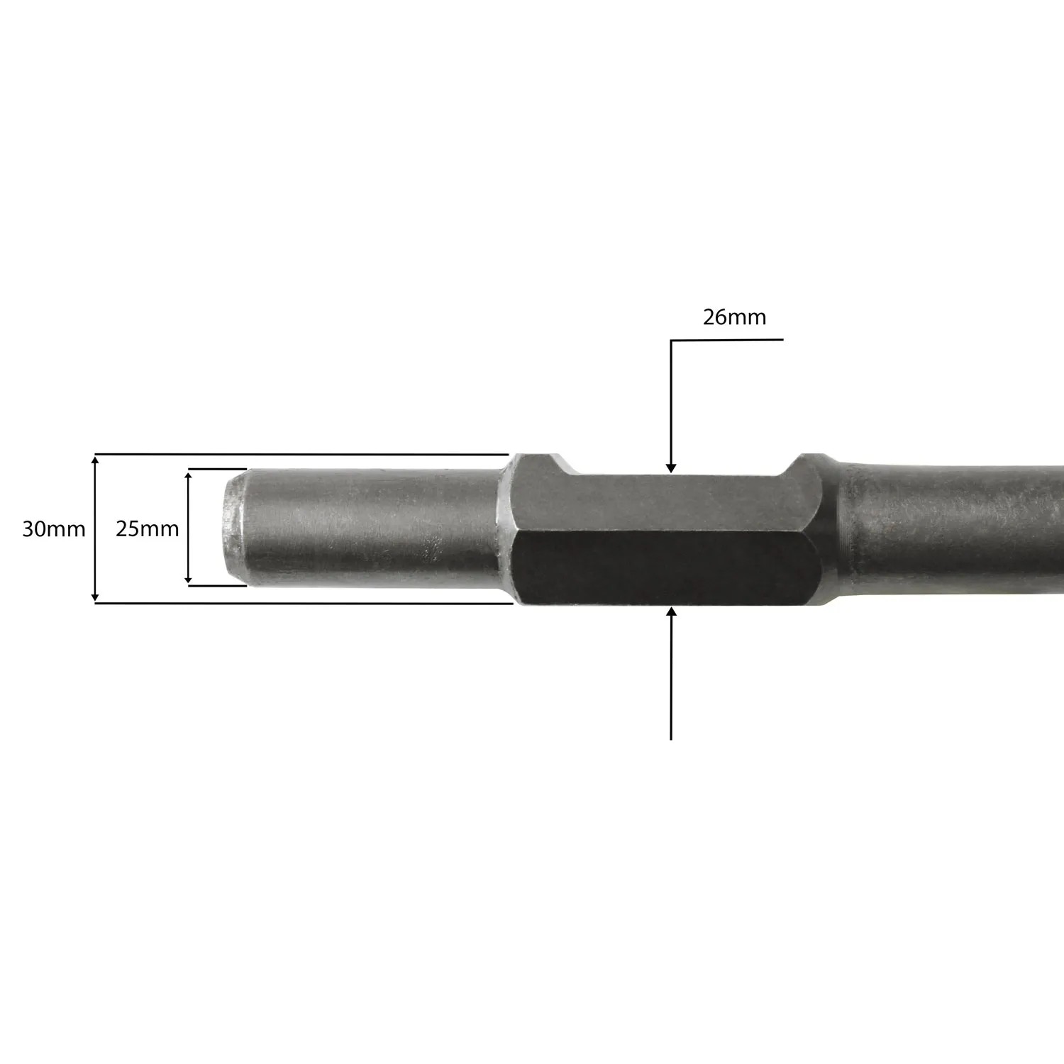 EBERTH Flachmeißel (390x30mm) mit SDS HEX Aufnahme für Baumaschinen.