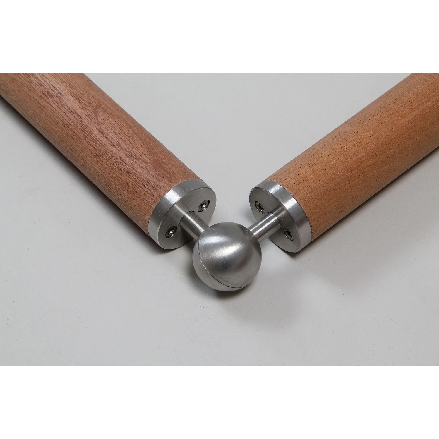 Edelstahl Endkappe V2A für 40mm Holzhandlauf mit Gelenk als Treppengeländer Zubehör.