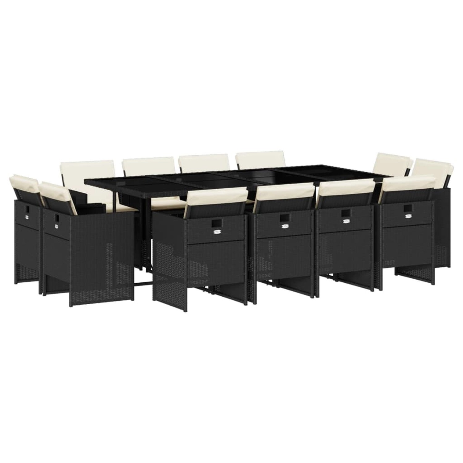 vidaXL 13-Tlg Garten-Essgruppe mit Kissen Schwarz Poly Rattan 3277805 günstig online kaufen