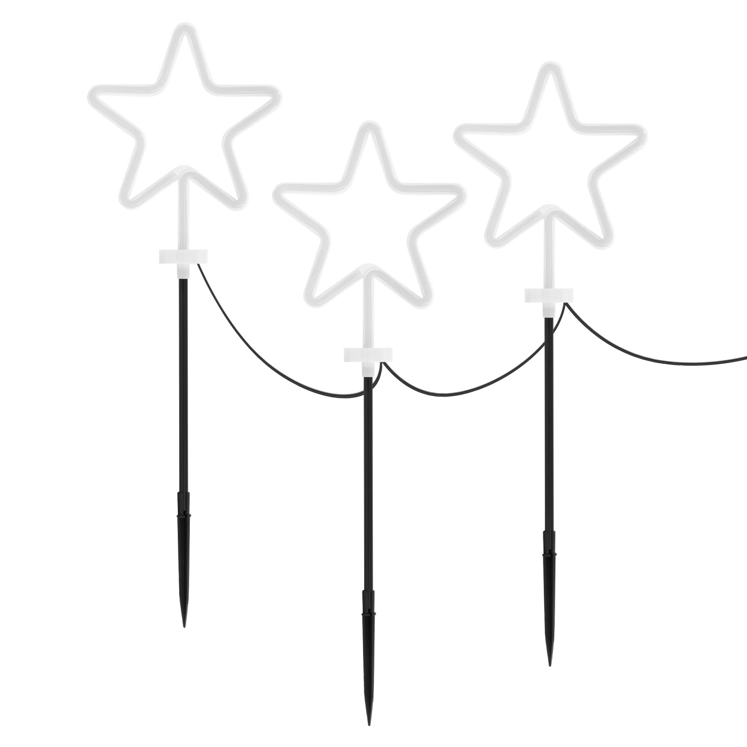 ECD Germany 3er Set Gartenstecker Stern H58 cm Außen für Weihnachten günstig online kaufen