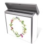 Edelstahl Briefkasten mit Aquarell Blumenring Motiv, ohne Zeitungsfach.