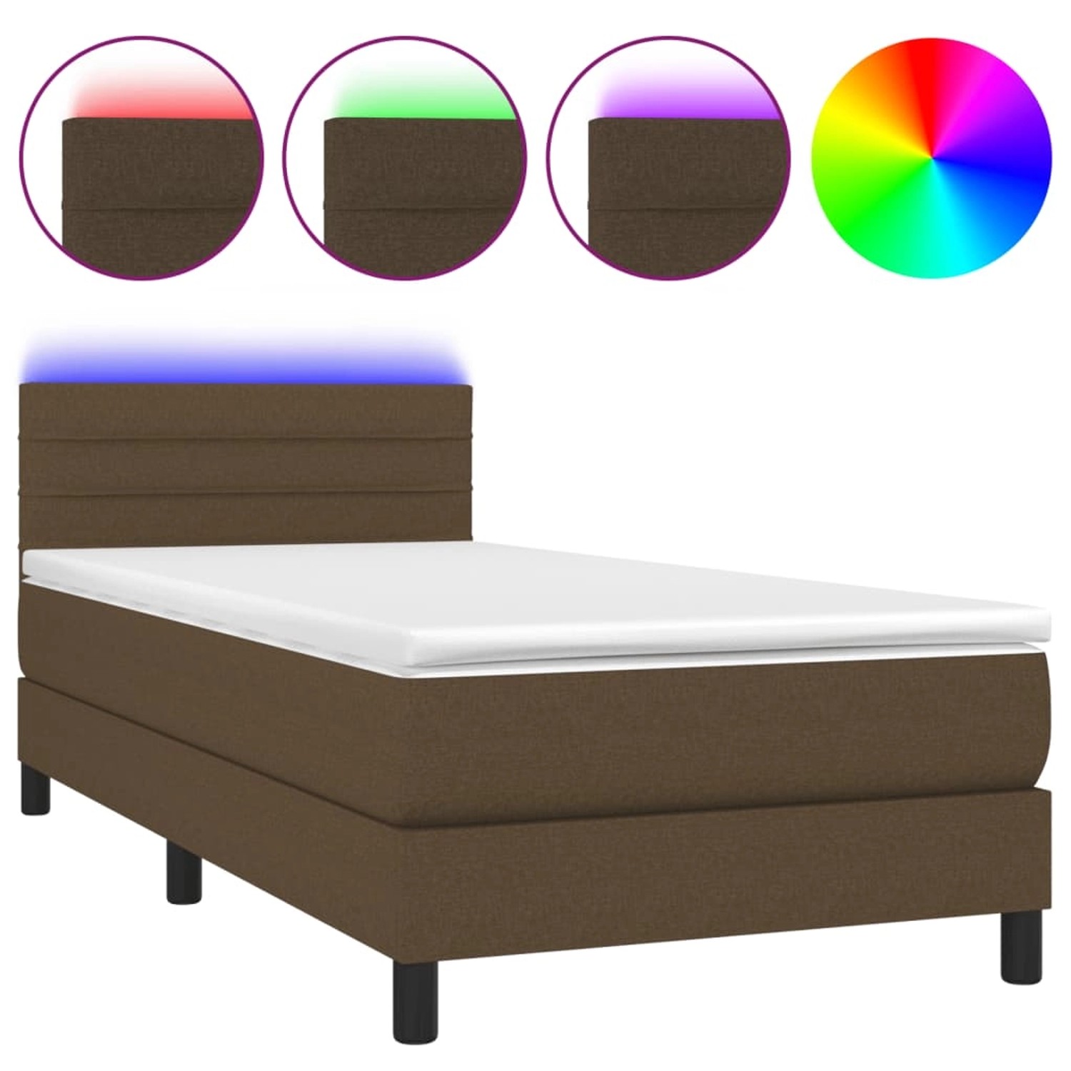 vidaXL Boxspringbett mit Matratze & LED Dunkelbraun 80x200 cm Stoff 3133192 günstig online kaufen